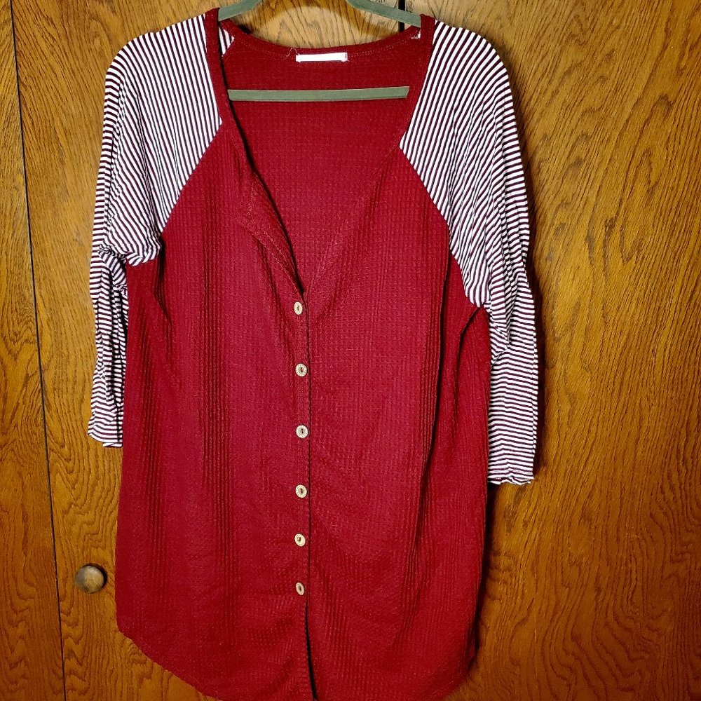 Red and cream striped shirt